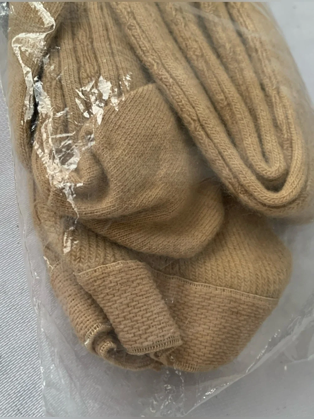 Vintage Sears Tan Ribbed tights Size S (013) Brand New Originally Sealed